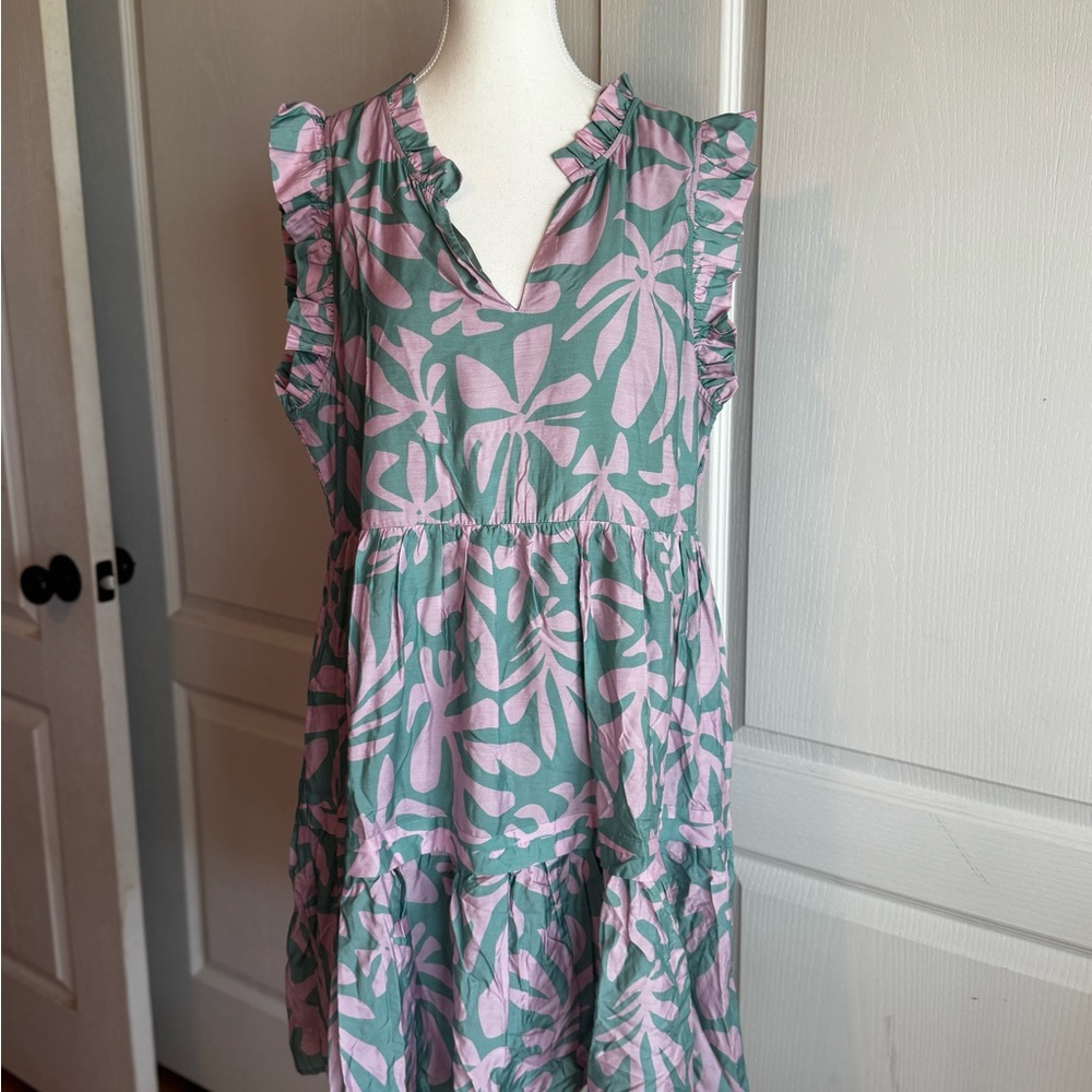 Pink and Green Ruffle Dress